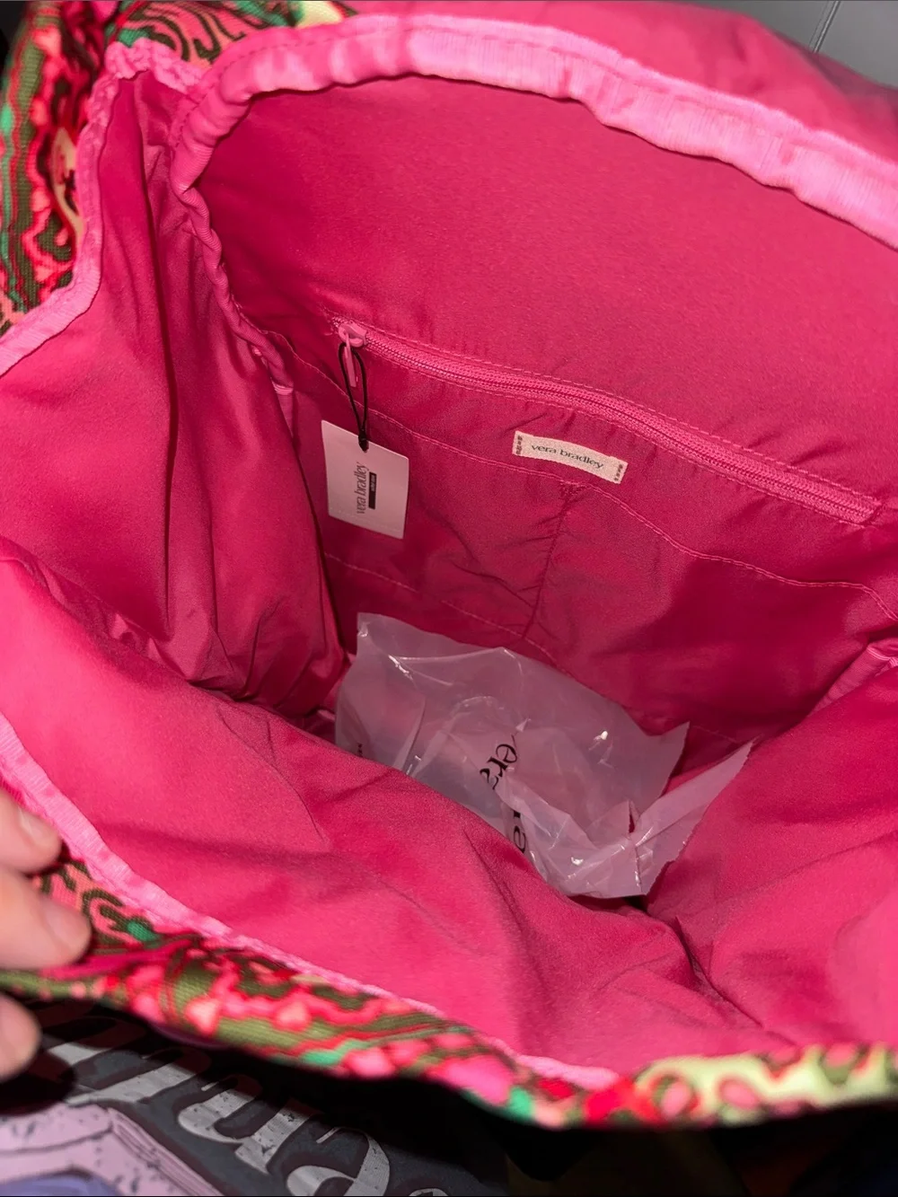 Vera Bradley Capri Pink Paisley Drawstring Backpack